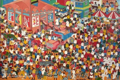 Maurus Michael Malikita 'Kariakoo Market' 2007 - oil on canvas | 150 cm x 200 cm (59.1 in x 78.7 in)