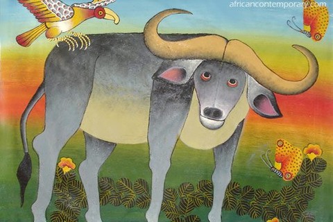 Omari Amonde 'Buffalo' 2009 - oil on canvas | 80 cm x 100 cm (31.5 in x 39.4 in)