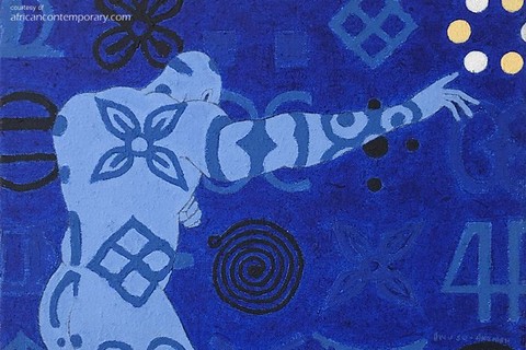 Owusu-Ankomah 'Prelude to the Microcon no. 4' 2010 - acrylics on canvas | 30 cm x 40 cm