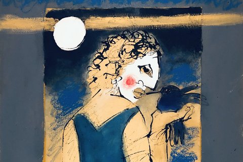 Roberto Chichorro 'The Moon's Confidante' 2010 - mixed media on canvas | 80 cm x 60 cm (31.5 in x 23.6 in)