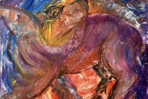 Sane Wadu 'Red Dog' 2001 - oil on paper | 21 cm x 27 cm (8.3 in x 10.6 in)