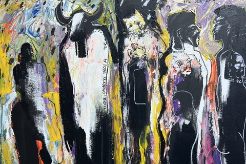 Soly Cissé 'Untitled (Silhouettes)' 2016 - oil on canvas | 100 cm x 100 cm