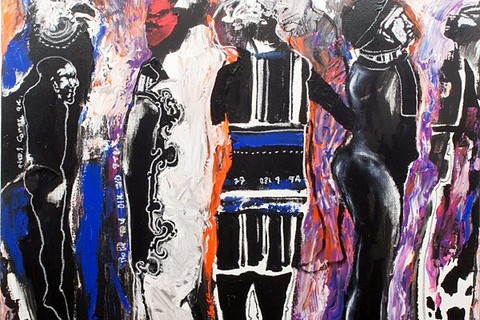 Soly Cissé 'untitled' 2016 - mixed media on canvas | 100 cm x 100 cm