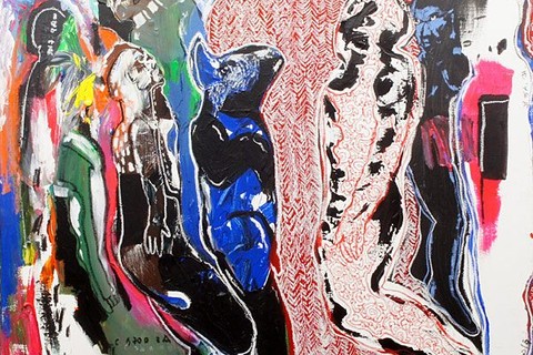 Soly Cissé 'untitled' 2016 - mixed media on canvas | 100 cm x 100 cm