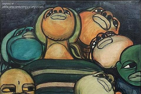Valente Malangatana Ngwenya 'Untitled (Crowd of Faces)' 1971