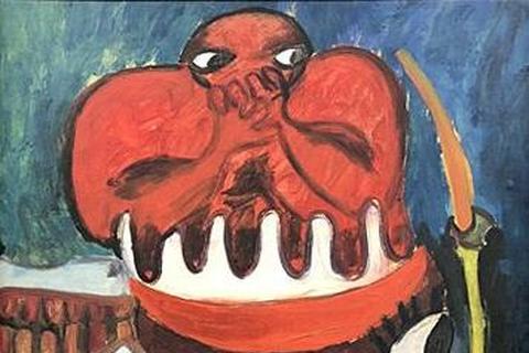 Valente Malangatana Ngwenya 'Untitled (Beast)' 1962 - oil on masonite | 74 cm x 51 cm