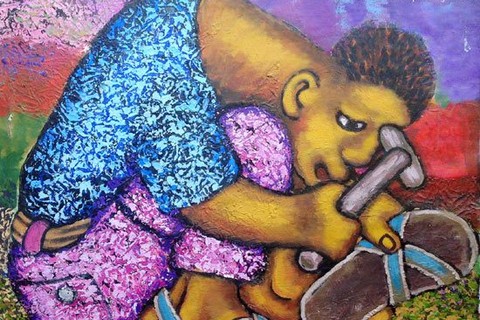 Zacharia Mbutha 'Mending Sandals' 2013